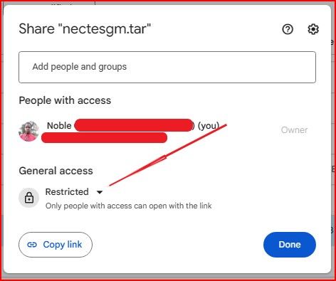 Configure Sharing Permissions in Google Drive General Access section