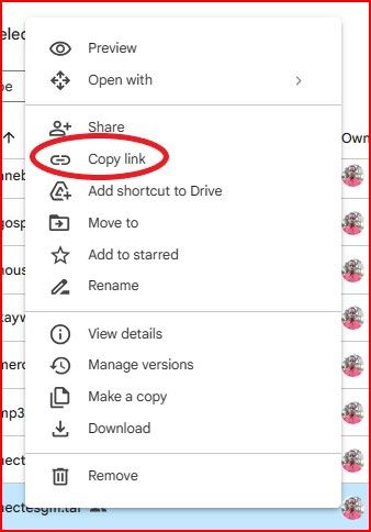 Configuring Sharing Permissions in Google Drive Right click and select ‘Copy link’