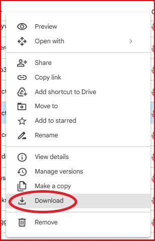 Google Drive Temporal File Downloadd Right click and select ‘Download’